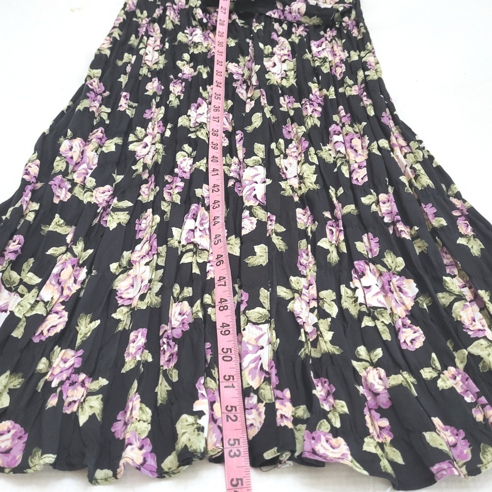Zara Black Floral Button Down Belt Countrycore Prairie Boho Maxi Shirt Dress L - Picture 11 of 11